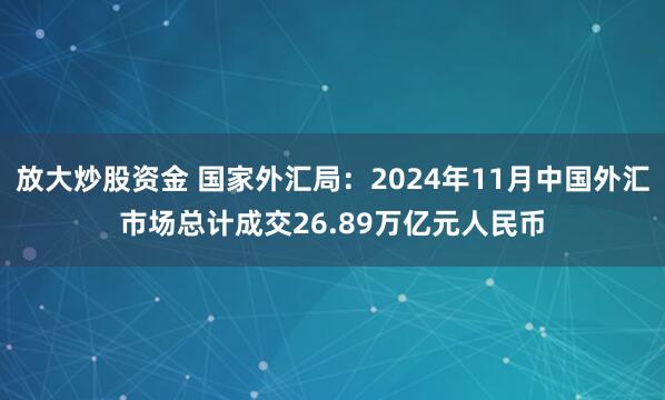 放大炒股资金 国家外汇局：2024年11月中国外汇市场总计成交26.89万亿元人民币