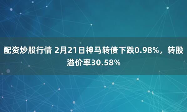 配资炒股行情 2月21日神马转债下跌0.98%，转股溢价率30.58%